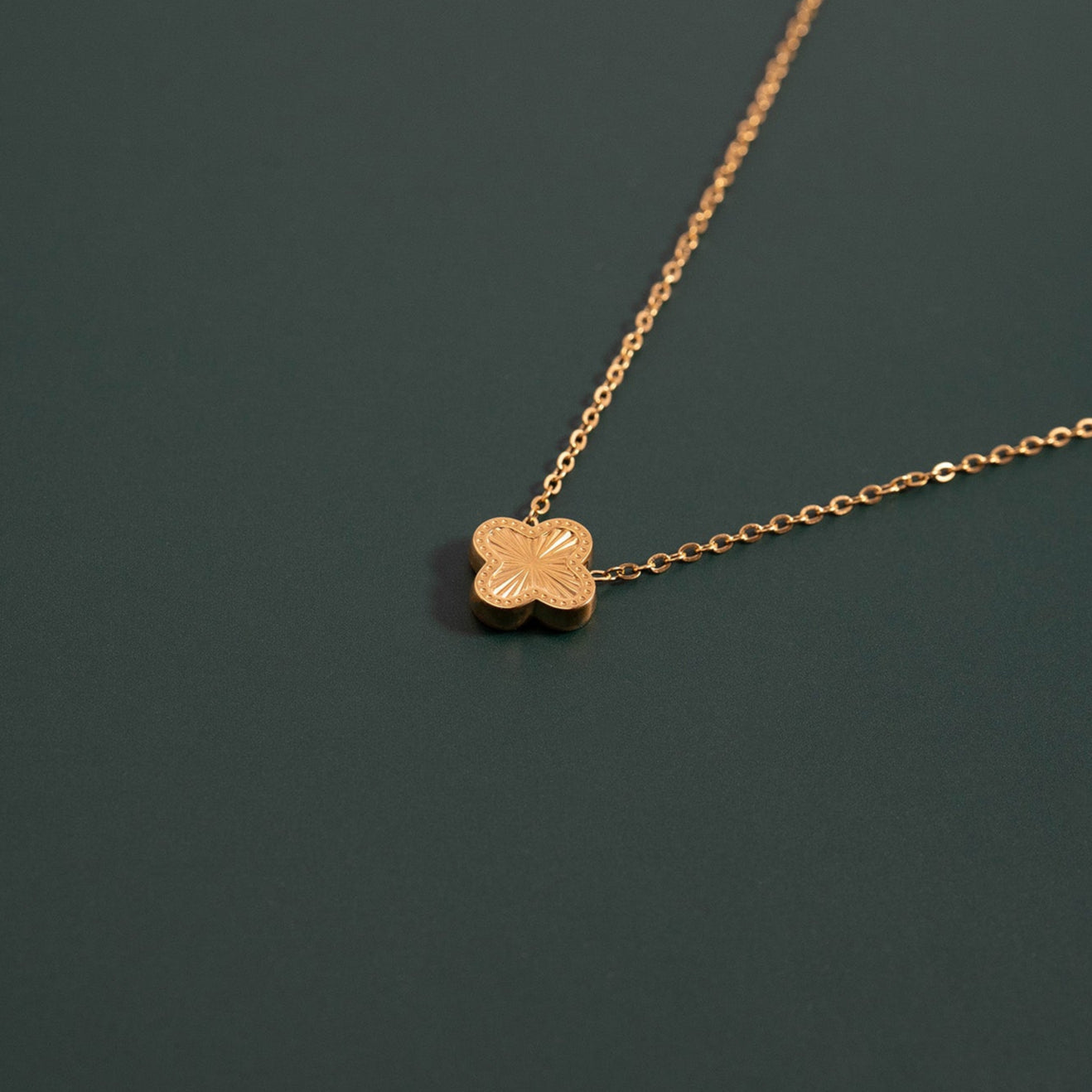 18K Gold PVD Stainless Steel Lucky Clover Charm Necklace