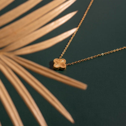18K Gold PVD Stainless Steel Lucky Clover Charm Necklace