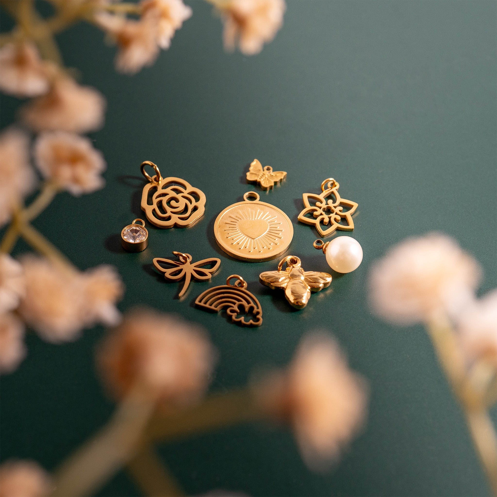 18K Gold PVD Stainless Steel Garden Charm Set