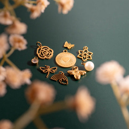 18K Gold PVD Stainless Steel Garden Charm Set