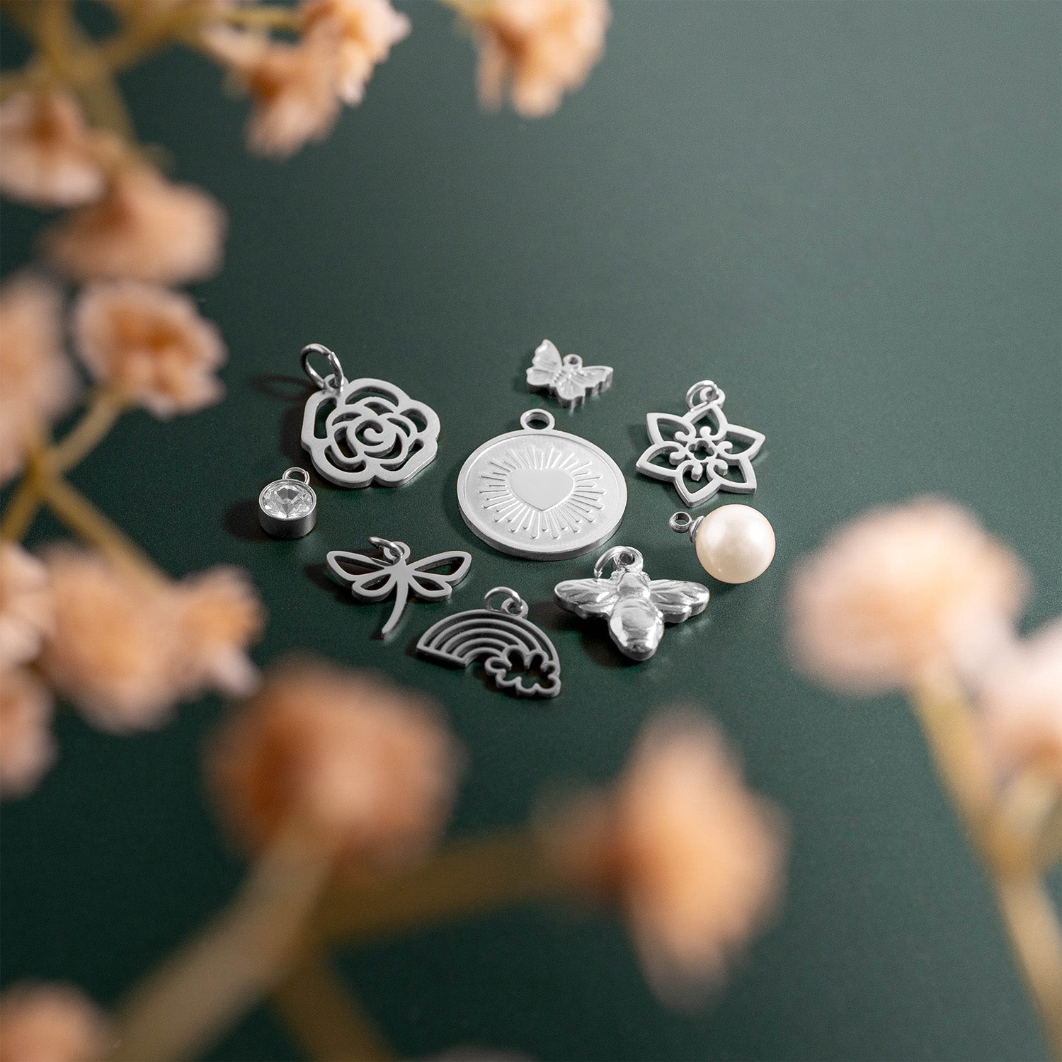 18K Gold PVD Stainless Steel Garden Charm Set