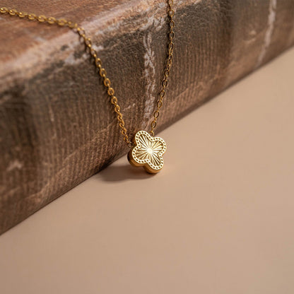 18K Gold PVD Stainless Steel Lucky Clover Charm Necklace