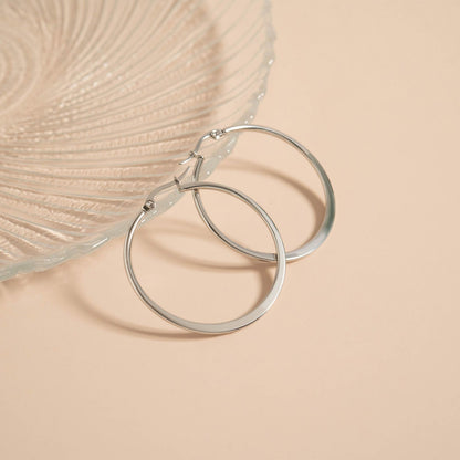 Stainless Steel Flat Oval Tube Hoop Earrings