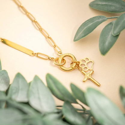 18K Gold PVD Engravable Paperclip Charm Holder Necklace
