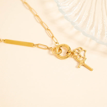 18K Gold PVD Engravable Paperclip Charm Holder Necklace