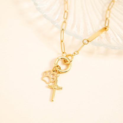 18K Gold PVD Stainless Steel Paw Print Charm