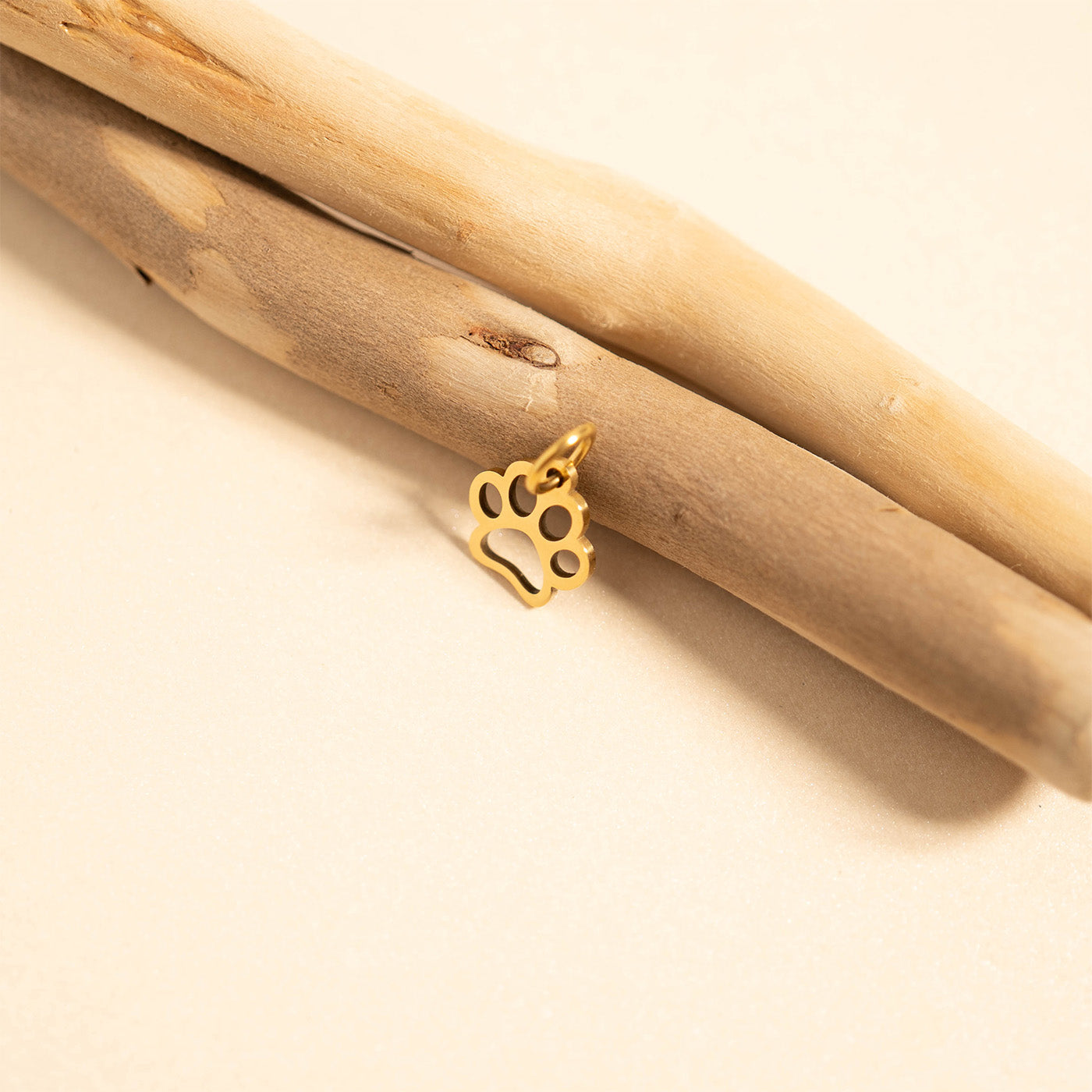18K Gold PVD Stainless Steel Paw Print Charm