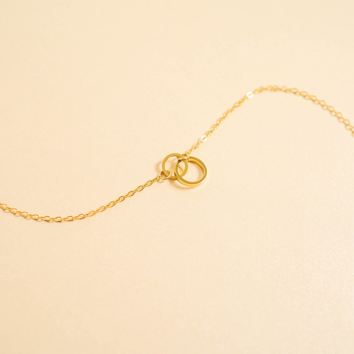 18K Gold PVD Stainless Steel Intertwined Rings Necklace