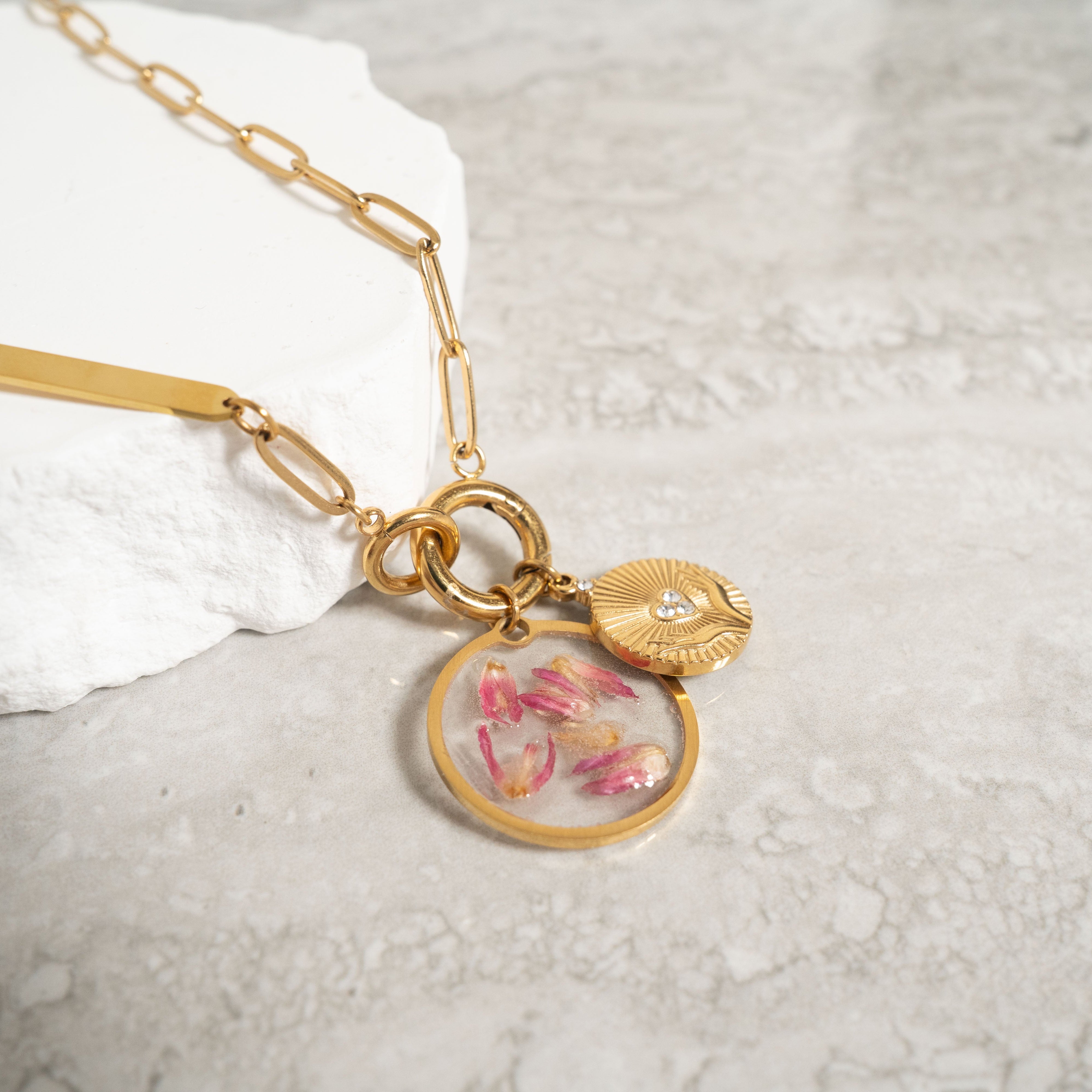 18K Gold PVD Stainless Steel Open Hands Pendant