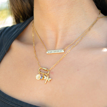 18K Gold PVD Stainless Steel Blank Bar Necklace