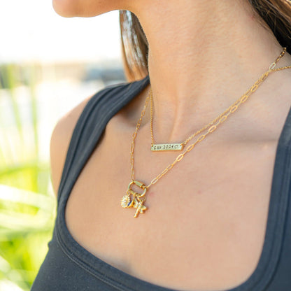18K Gold PVD Stainless Steel Blank Bar Necklace