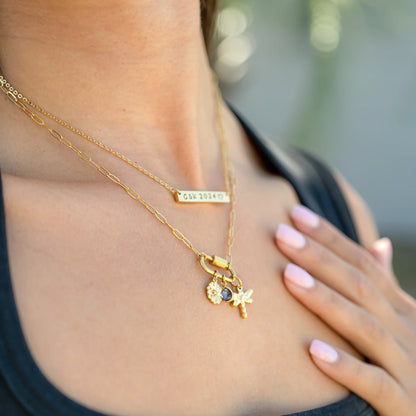 18K Gold PVD Stainless Steel Blank Bar Necklace