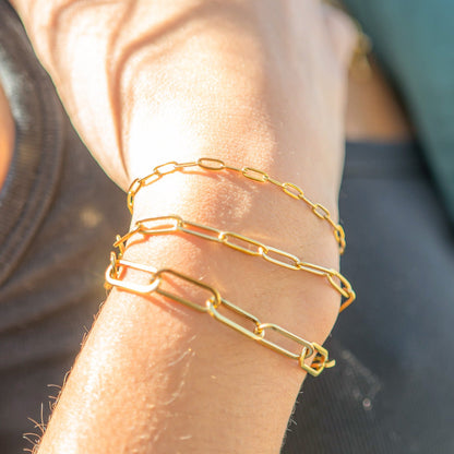 18K Gold PVD Stainless Steel Paperclip Chain Bracelet