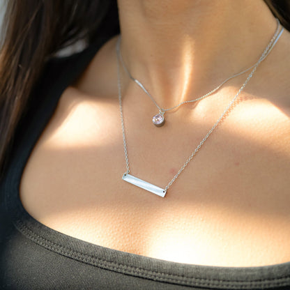 18K Gold PVD Stainless Steel Blank Bar Necklace