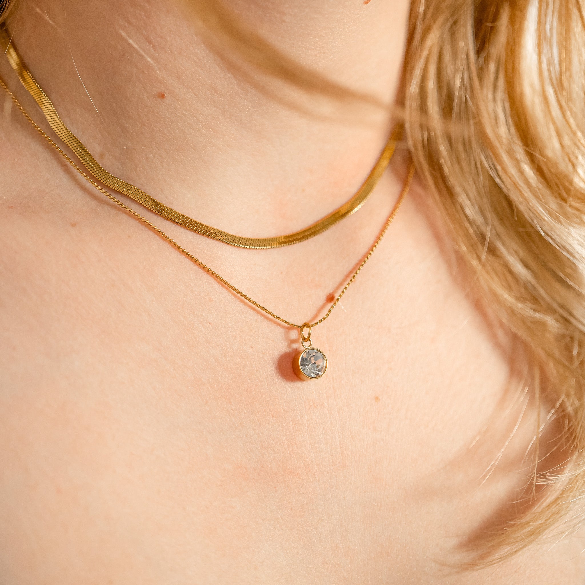 18K Gold PVD Stainless Steel Round Birthstone Charm 8mm