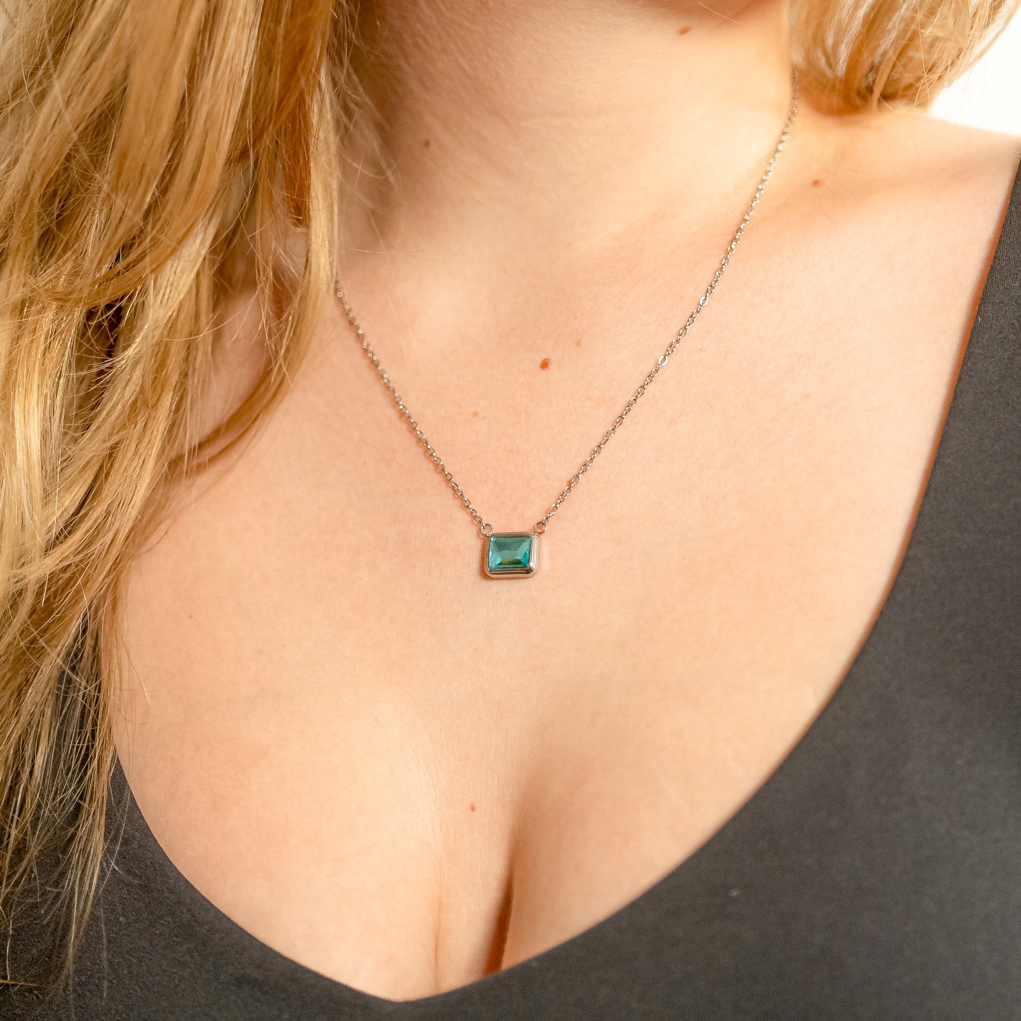 Stainless Steel Emerald Birthstone Connector Charm