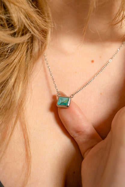 Stainless Steel Emerald Birthstone Connector Charm