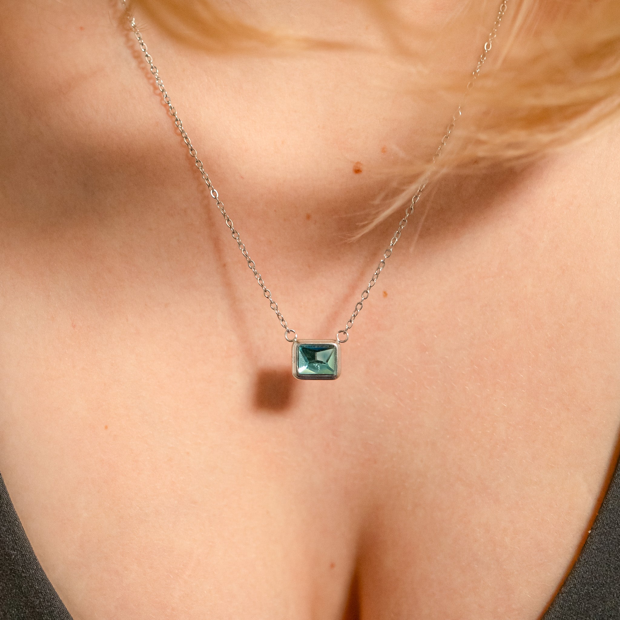 Stainless Steel Emerald Birthstone Connector Charm
