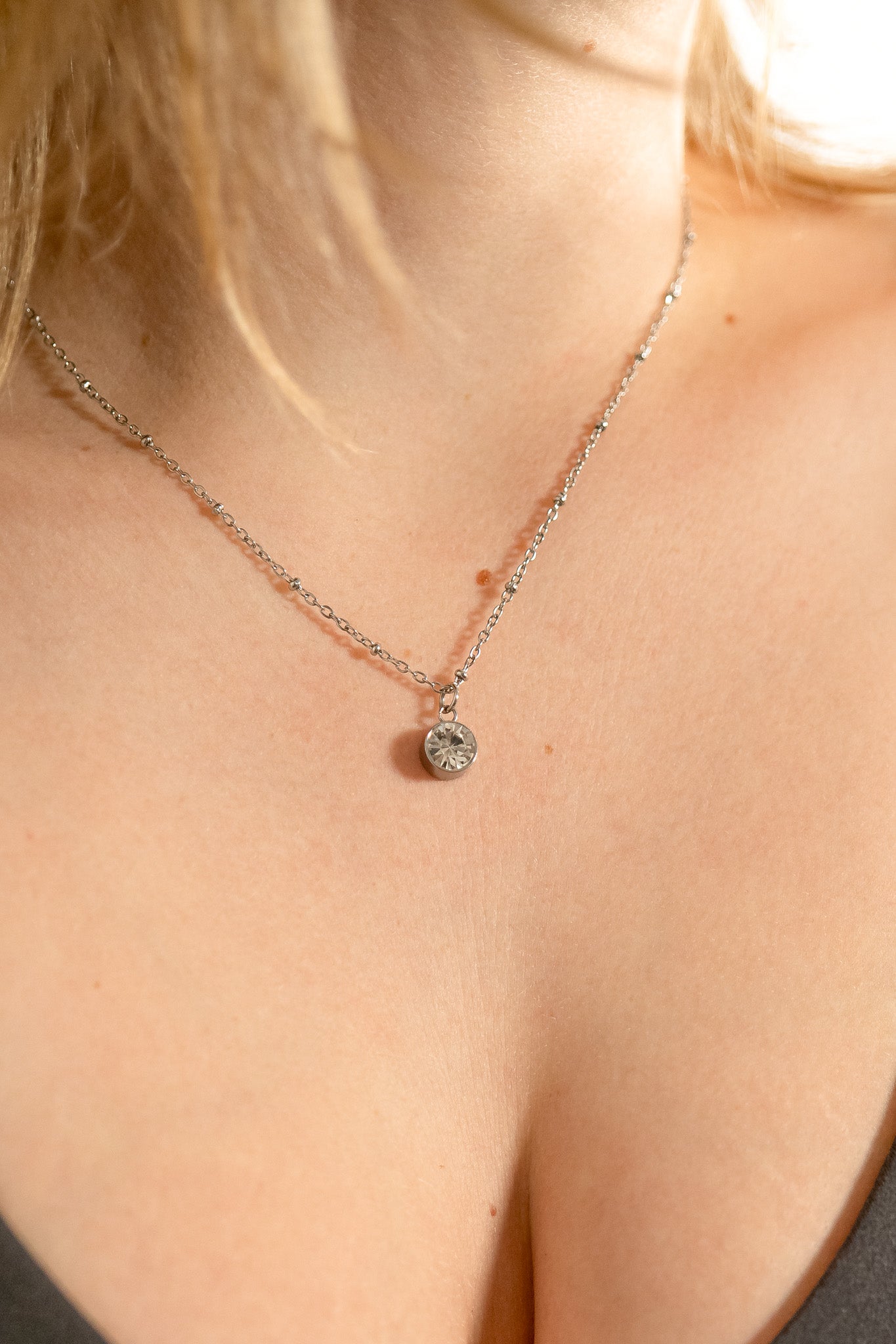 Stainless Steel Round Birthstone Charm 8mm