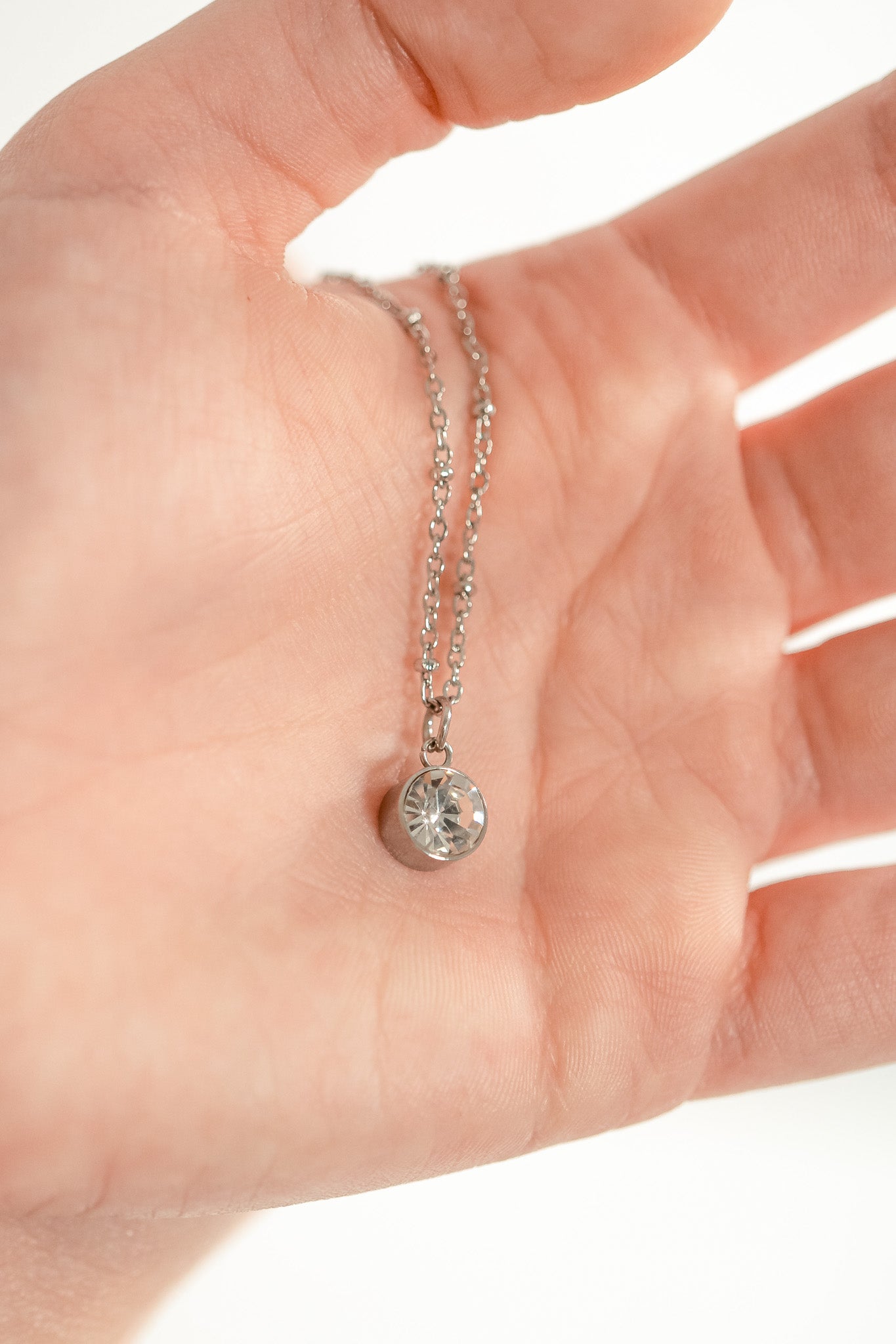Stainless Steel Round Birthstone Charm 8mm
