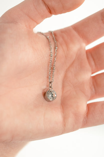 Stainless Steel Round Birthstone Charm 8mm