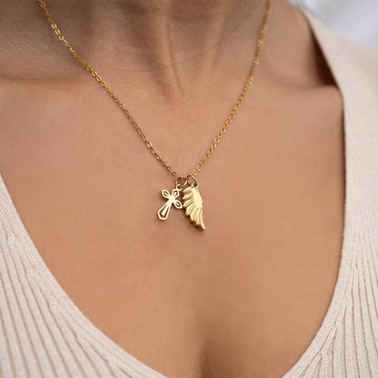 18K Gold PVD Stainless Steel Faith & Love Charm Set