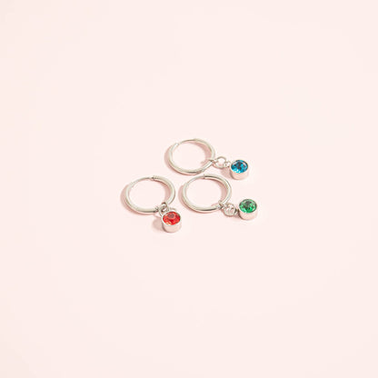 Stainless Steel Birthstone Huggie Earrings