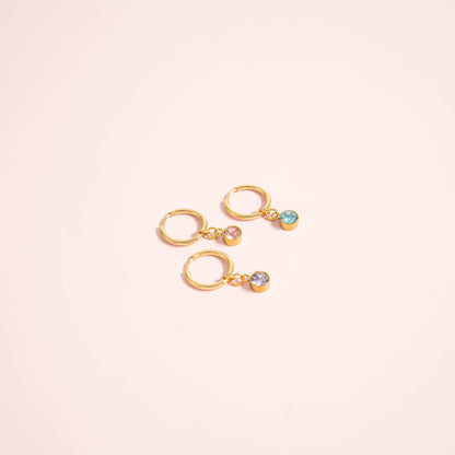 18K Gold PVD Birthstone Huggie Earrings