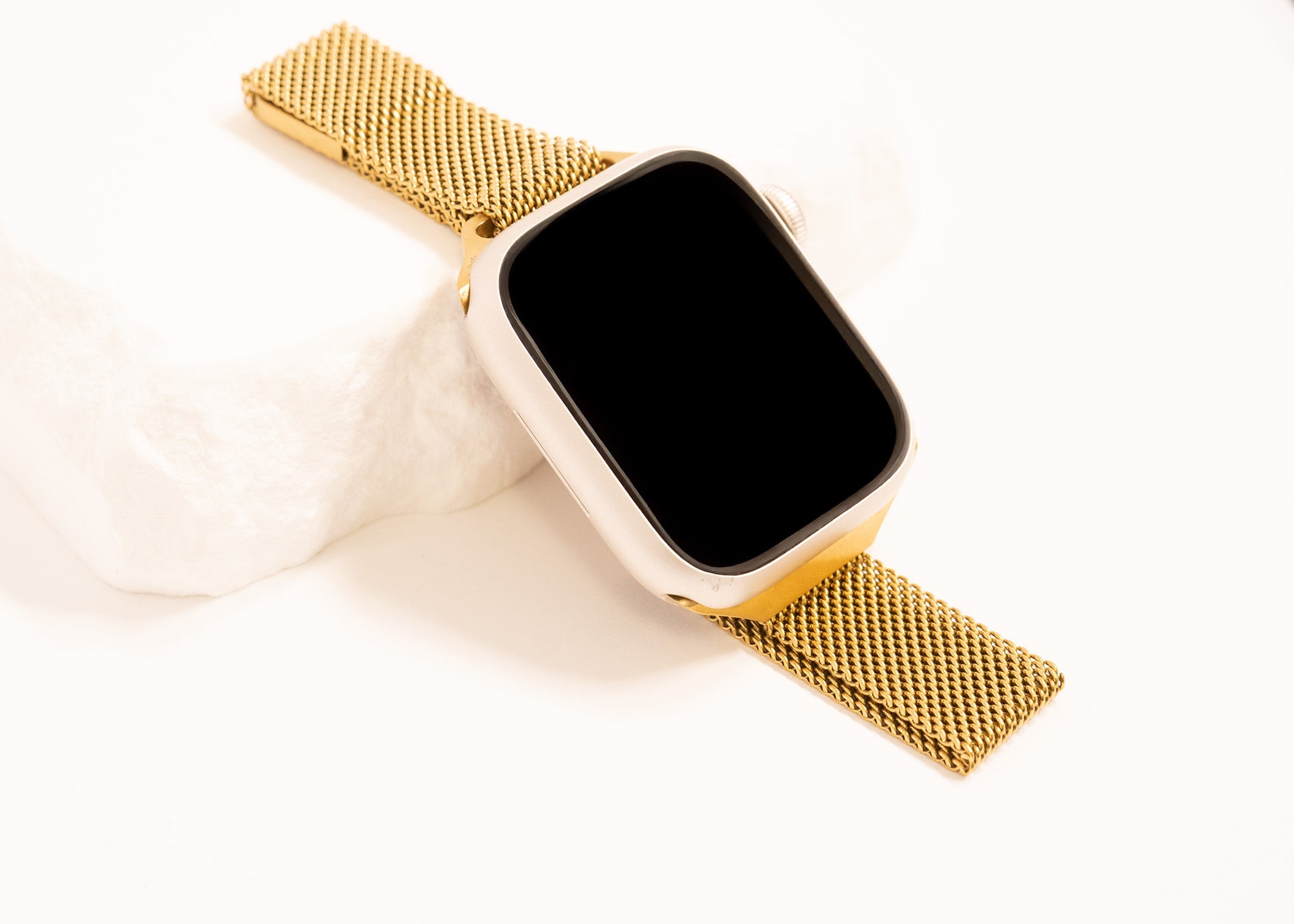 18K Gold PVD Stainless Steel Mesh Adjustable Smartwatch Band