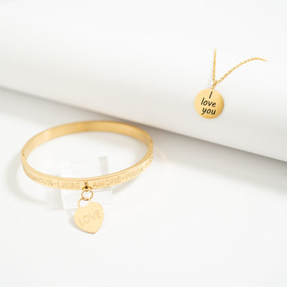 18K Gold PVD Stainless Steel I Love You Language Charm