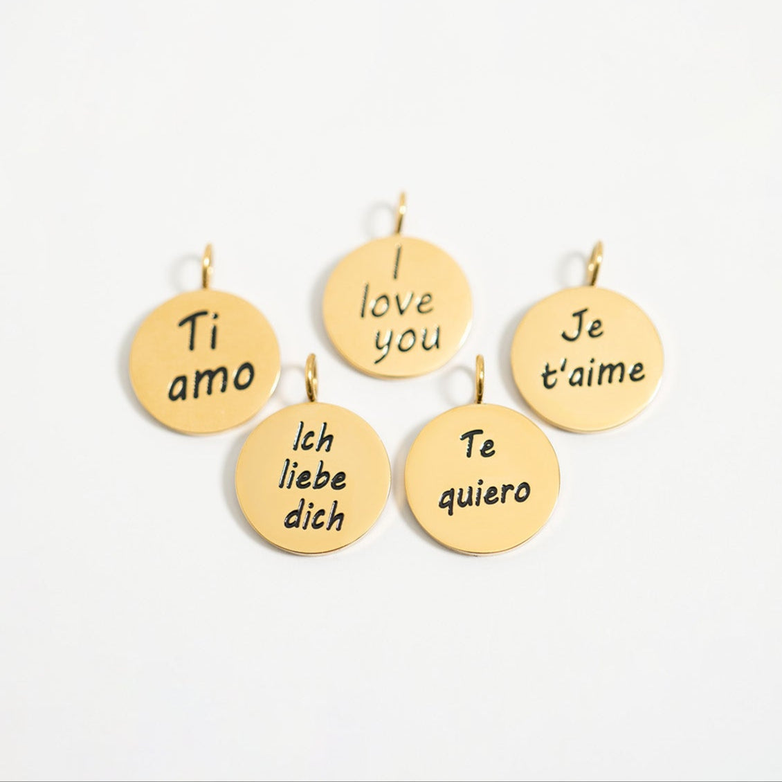 18K Gold PVD Stainless Steel I Love You Language Charm