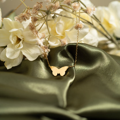 18K Gold PVD Stainless Steel Blank Engravable Butterfly Necklace