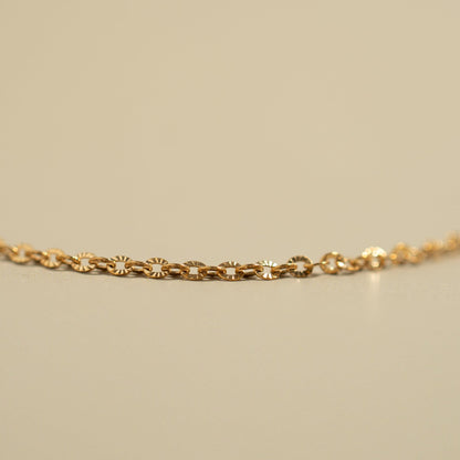 18K Gold PVD Stainless Steel Crimped Oval Link Chain Necklace