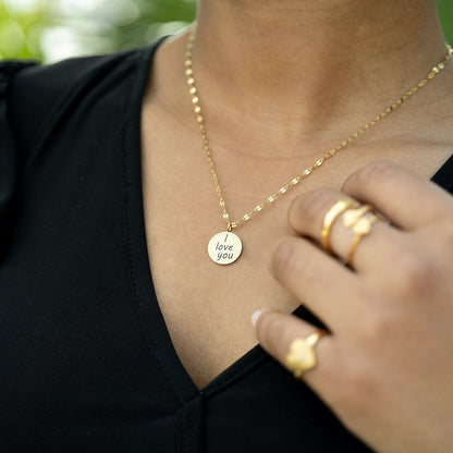 18K Gold PVD Stainless Steel I Love You Language Charm