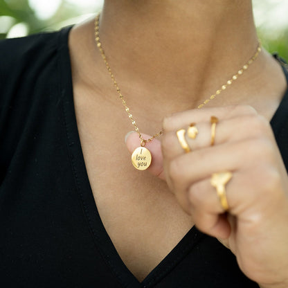 18K Gold PVD Stainless Steel I Love You Language Charm