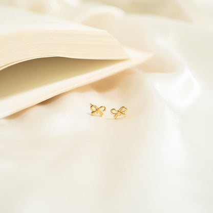 18K Gold PVD Stainless Steel Bow Stud Earrings