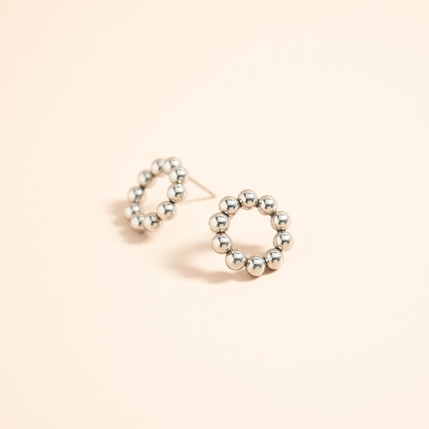 18K Gold PVD Stainless Steel Circle Ball Stud Earrings