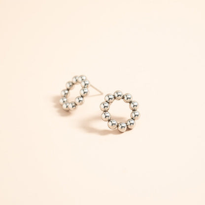 18K Gold PVD Stainless Steel Circle Ball Stud Earrings