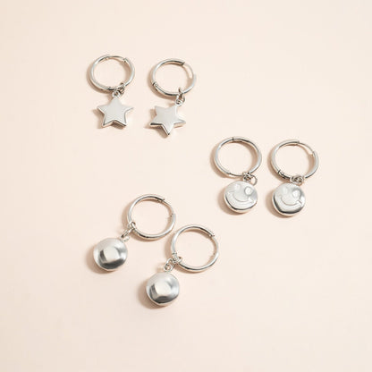 18K Gold PVD Stainless Steel Star & Moon Pendant Earrings