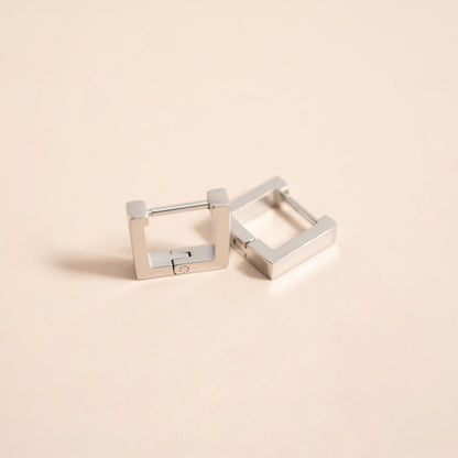 18K Gold PVD Stainless Steel Square Huggie Earrings