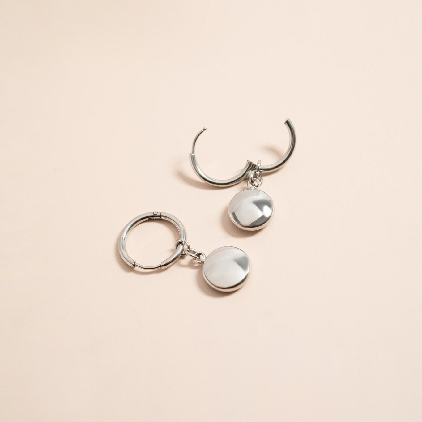 18K Gold PVD Stainless Steel Circle Coin Pendant Earrings