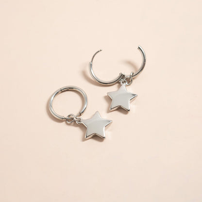 18K Gold PVD Stainless Steel Star & Moon Pendant Earrings