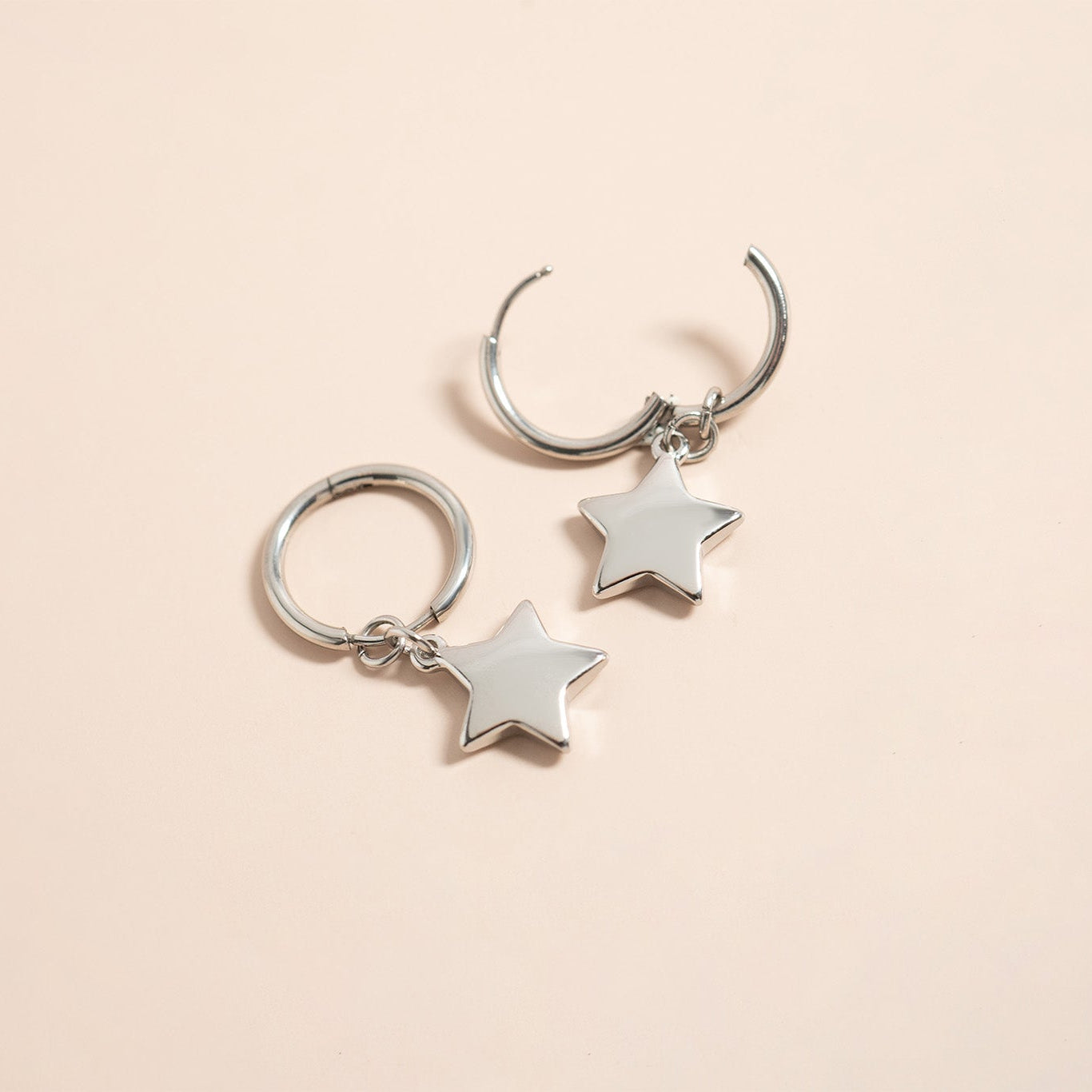18K Gold PVD Stainless Steel Star Huggie Earrings