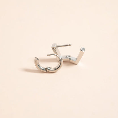 18K Gold PVD Stainless Steel Square Huggie Earrings