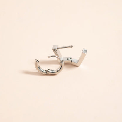 18K Gold PVD Stainless Steel Square Huggie Earrings