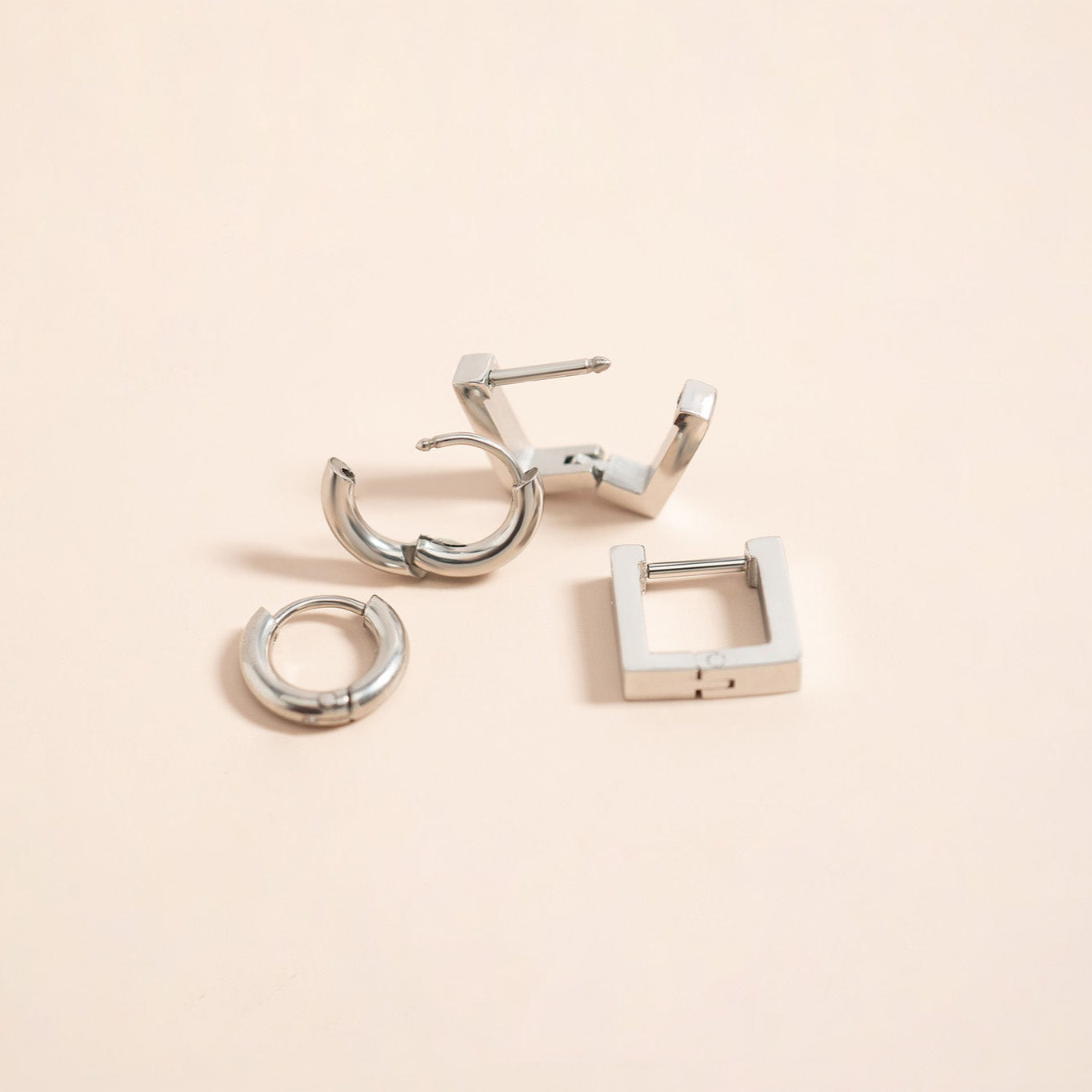 18K Gold PVD Stainless Steel Square Huggie Earrings