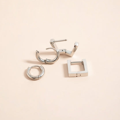 18K Gold PVD Stainless Steel Square Huggie Earrings