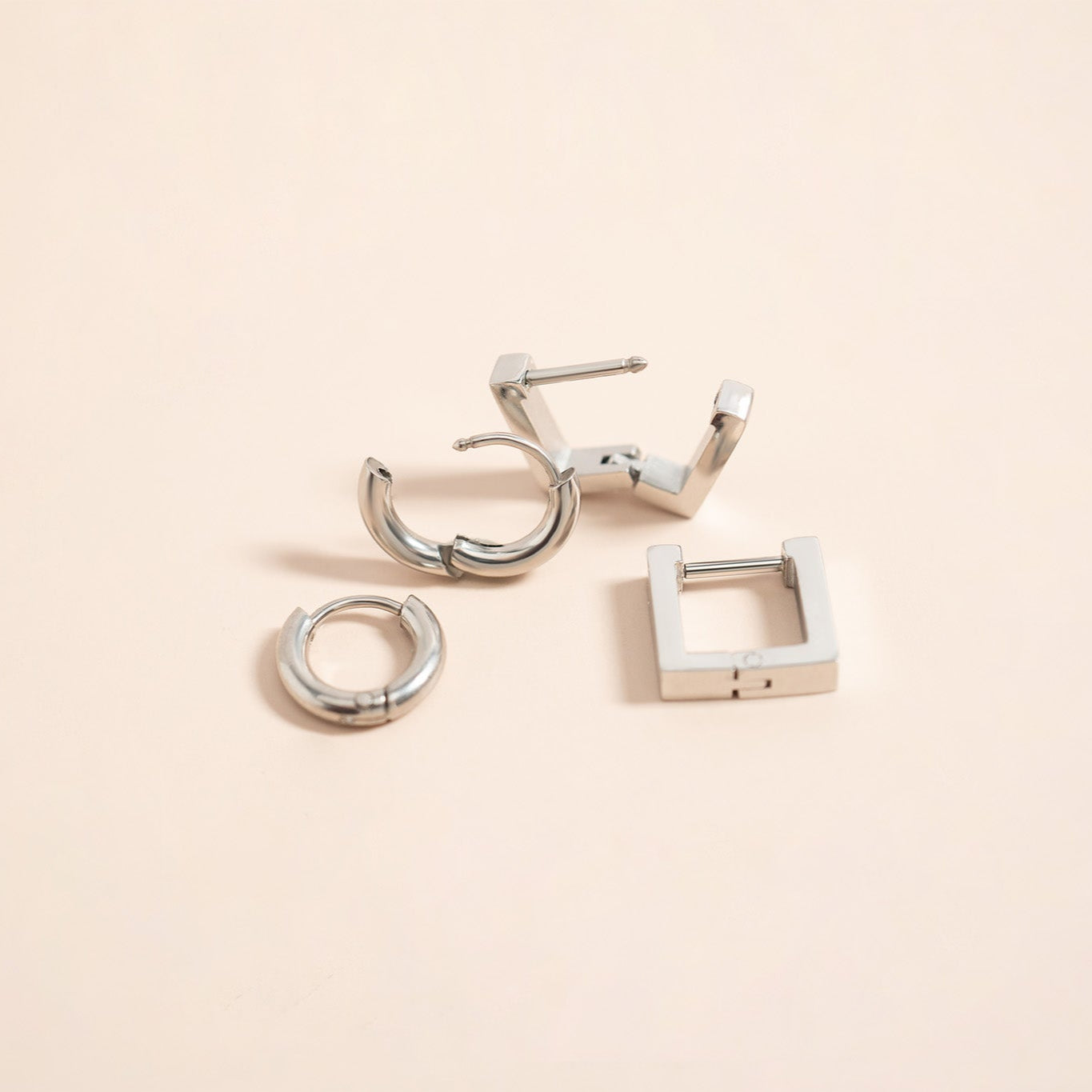 18K Gold PVD Stainless Steel Square Huggie Earrings