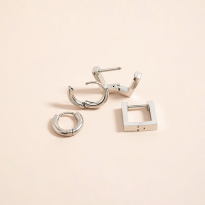 18K Gold PVD Stainless Steel Square Huggie Earrings