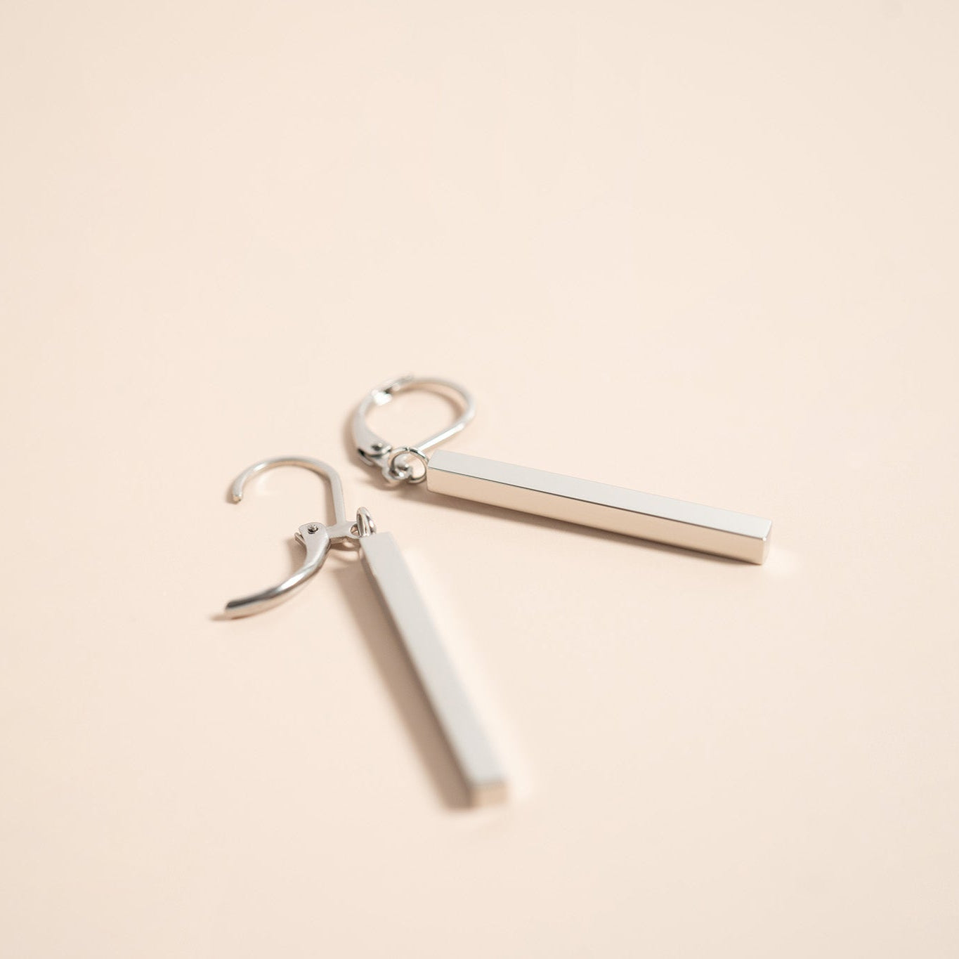 18K Gold PVD Stainless Steel Dangle Vertical Drop Bar Earrings